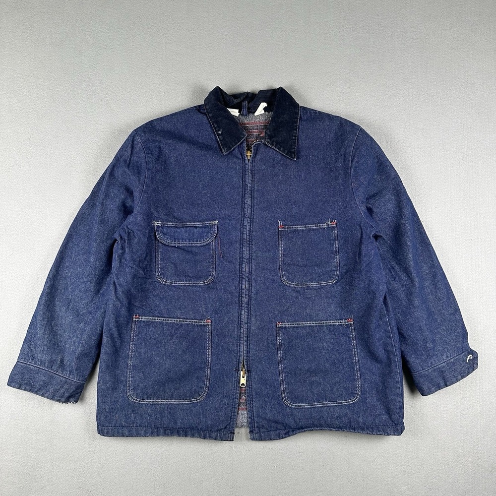 Vtg 70s 80s Blue Bell Blanket Lined Chore Jacket Men's 44 Blue Full Zip Workwear
